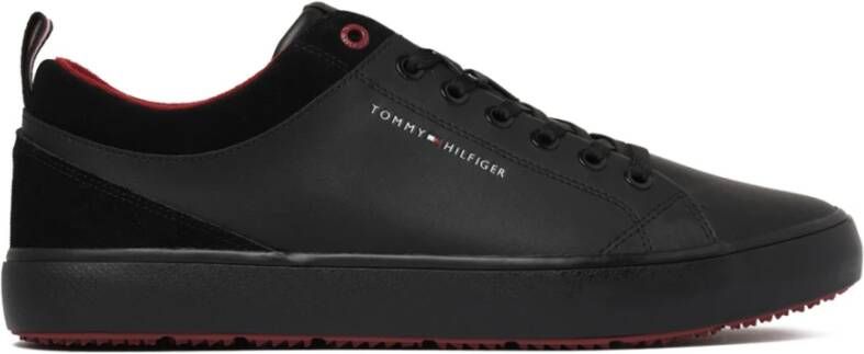 Tommy Hilfiger Zwarte Vulcanized Leren Sneakers