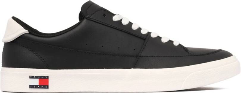 Tommy Hilfiger Zwarte vulkanized sneakers met logoprint
