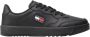 TOMMY JEANS Sneakers BASKET BLACK LEATHER met lichte perforatie - Thumbnail 1