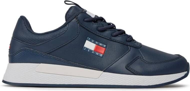 Tommy Jeans Blauwe Leren Hardloopschoenen Blue Heren