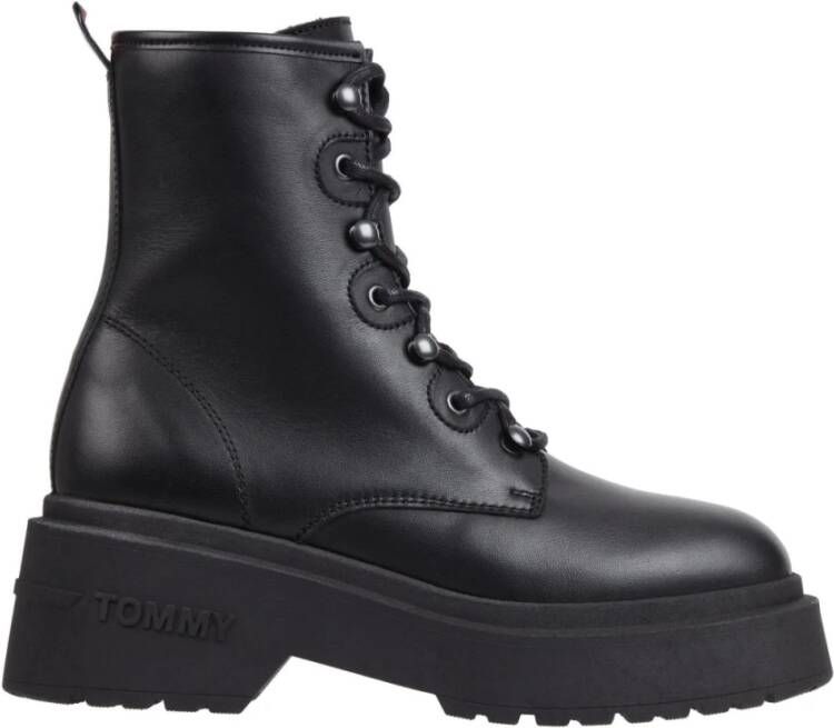 Tommy Jeans Lace Up Dames Schoenen Zwart Maat: 37 Leer Foot Locker