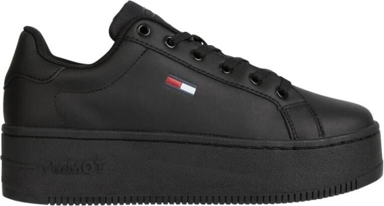 Tommy Hilfiger Zwarte Polyester Sneaker met Contrasterende Details