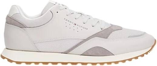 Tommy Jeans Grijze Leren Mesh Sneakers