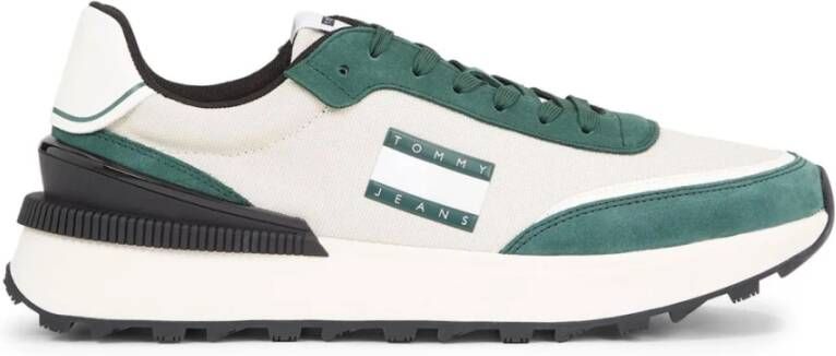 Tommy Jeans Groene Mesh Leren Hardloopschoenen Multicolor Heren