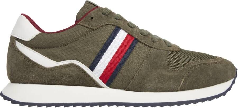 Tommy Jeans Groene Sneakers Ronde Neus Vetersluiting