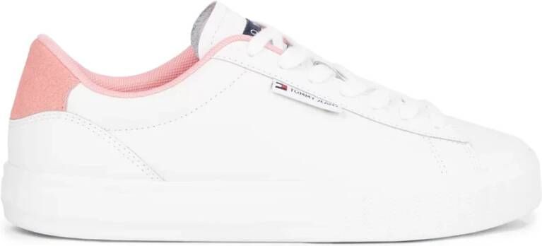 Tommy Jeans Lage Leren Sneakers Roses White Dames