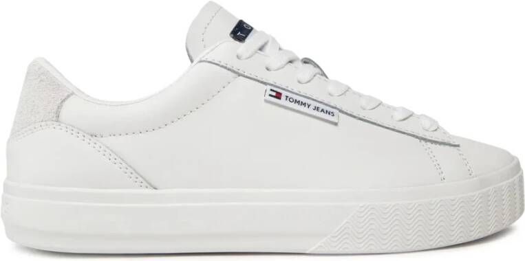 Tommy Jeans Lage Leren Sneakers Wit Patched White Dames