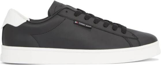 Tommy Jeans Leren Cupsole Sneakers Zwart Black Heren