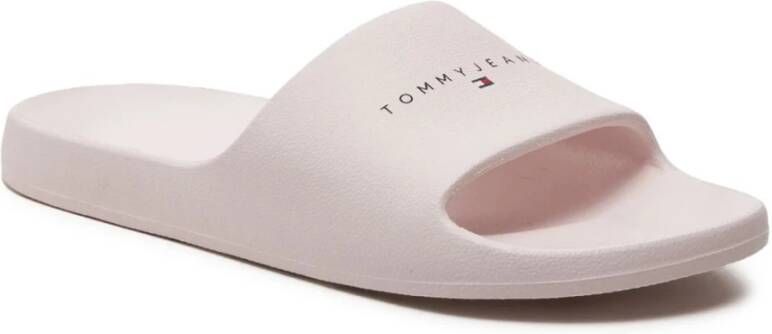 TOMMY JEANS Slippers TJW PRINTED PU POOL SLIDE plateau zomerschoen slippers met logolettering op de bandage