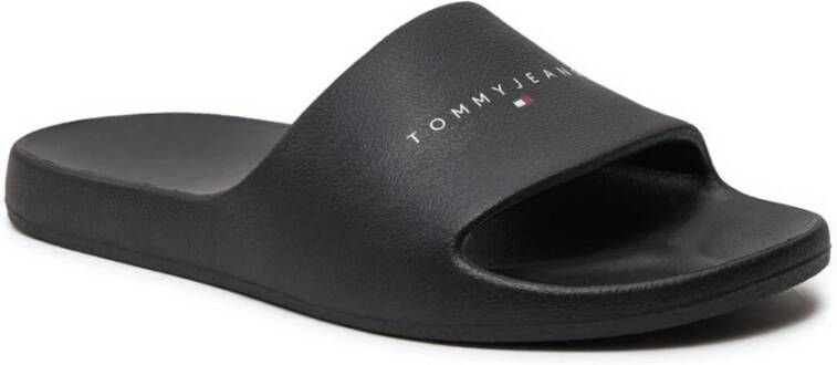 TOMMY JEANS Slippers TJW PRINTED PU POOL SLIDE plateau zomerschoen slippers met logolettering op de bandage