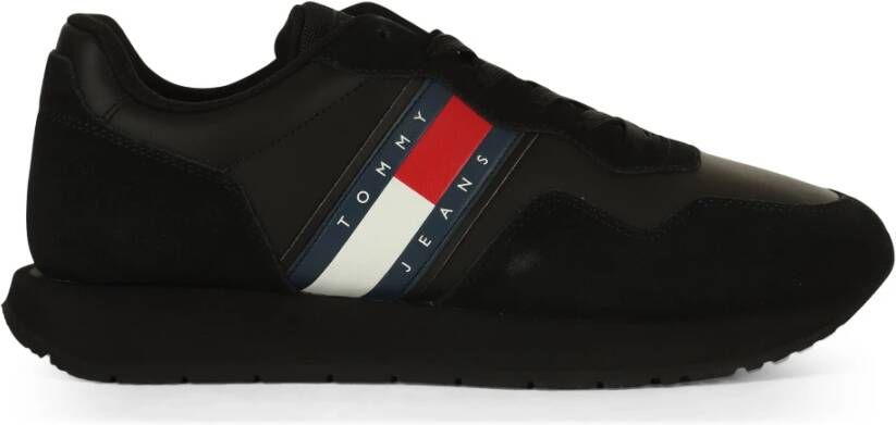 Tommy Jeans Moderne Runner Leren Sneakers Black Heren