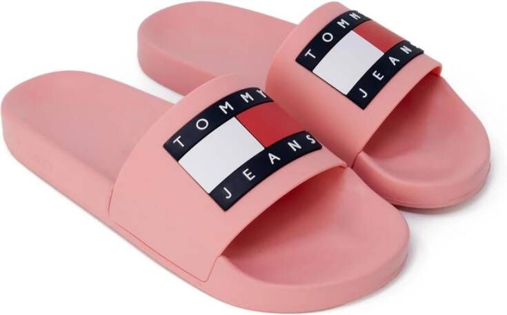 Tommy Jeans Roze Flag Pool Slides Flip Flops Pink Dames
