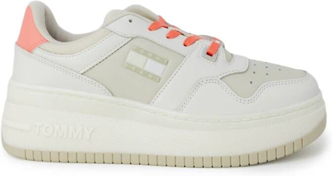 Tommy Jeans Leren sneakers met gekleurd patroon White Dames