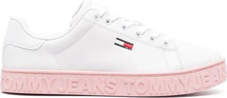 Tommy Jeans Roze Leren Sneakers voor Vrouwen Pink Dames