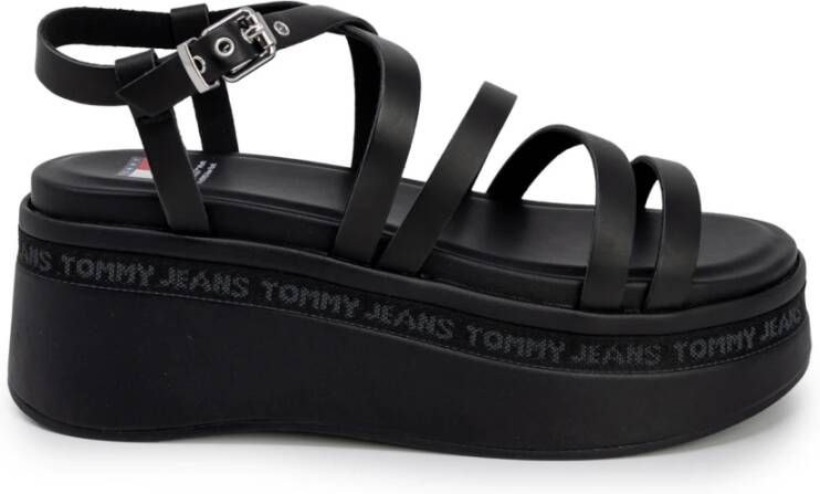 Tommy Jeans Strappy Wedge Sandalen Lente Zomer Collectie Black Dames