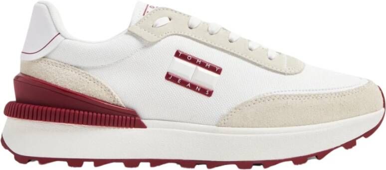 Tommy Jeans Textiel en Suède Logo Relief Sneakers White Heren