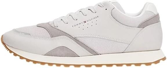 Tommy Jeans Grijze Leren Mesh Sneakers