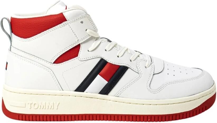 Tommy Jeans Witte Sneakers met Bedrukte Rubberen Zool Multicolor Heren