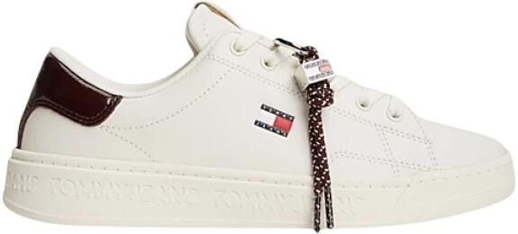 Tommy Jeans Sneakers laag lichtbeige donkerblauw donkerbruin rood