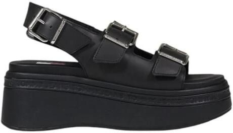 Tommy Jeans Stijlvolle leren sleehak sandalen