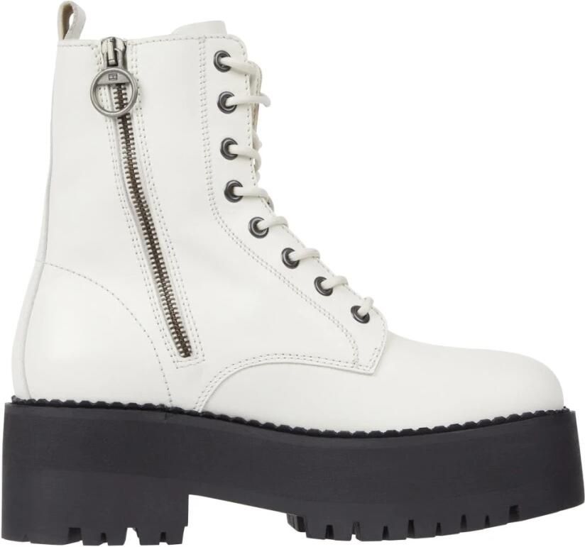 Tommy Jeans Witte Rits Enkellaarzen