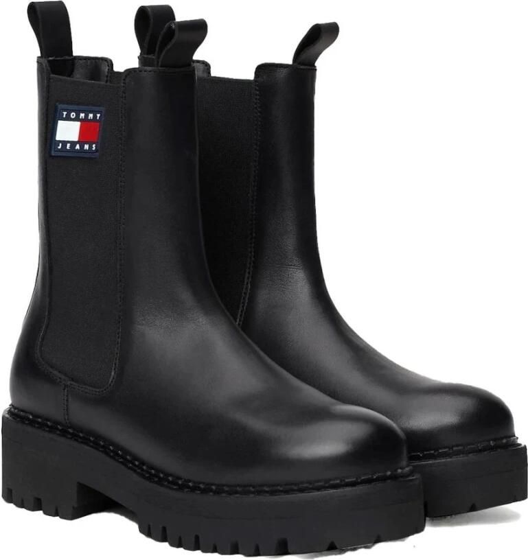 TOMMY JEANS Chelsea-boots TJW URBAN CHELSEA hakken enkellaars instapschoen met stretchinzet