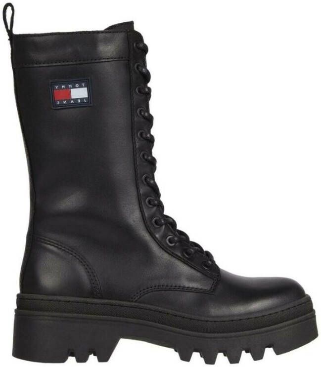 Tommy Jeans Zwarte Veterschoenen Black Dames