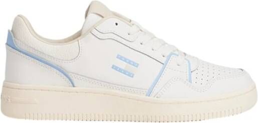 Tommy Jeans Witte Heritage Basketbalsneakers van Leer