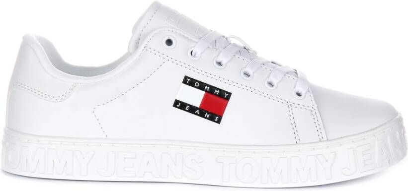 Tommy Jeans Witte Leren Logo Sneakers Vrouwen