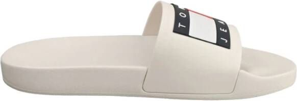 Tommy Jeans Witte PVC Logo Sliders voor Mannen White Heren
