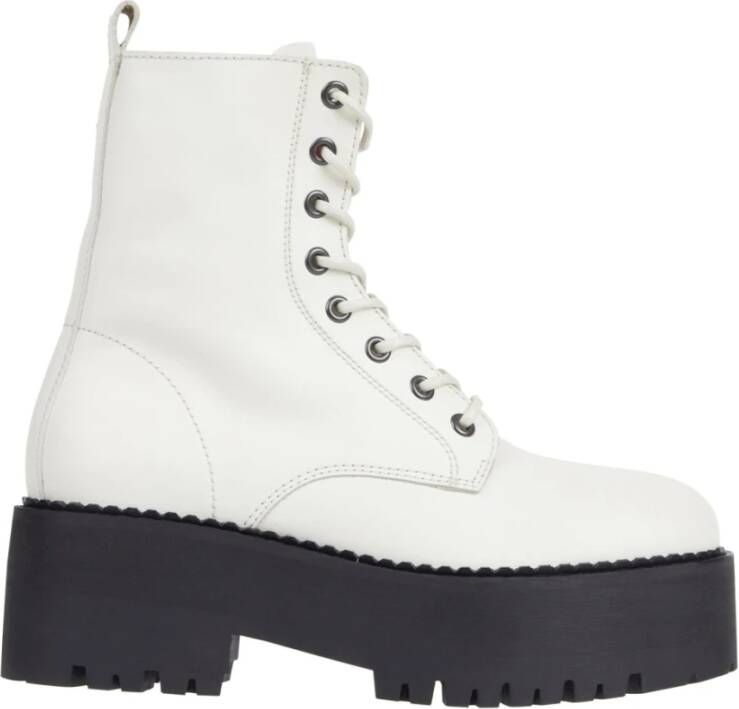 Tommy Jeans Witte Rits Enkellaarzen White Dames