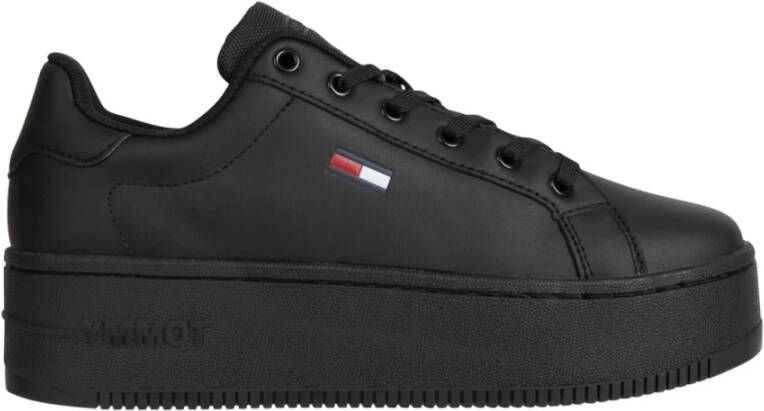 Tommy Hilfiger Zwarte Polyester Sneaker met Contrasterende Details