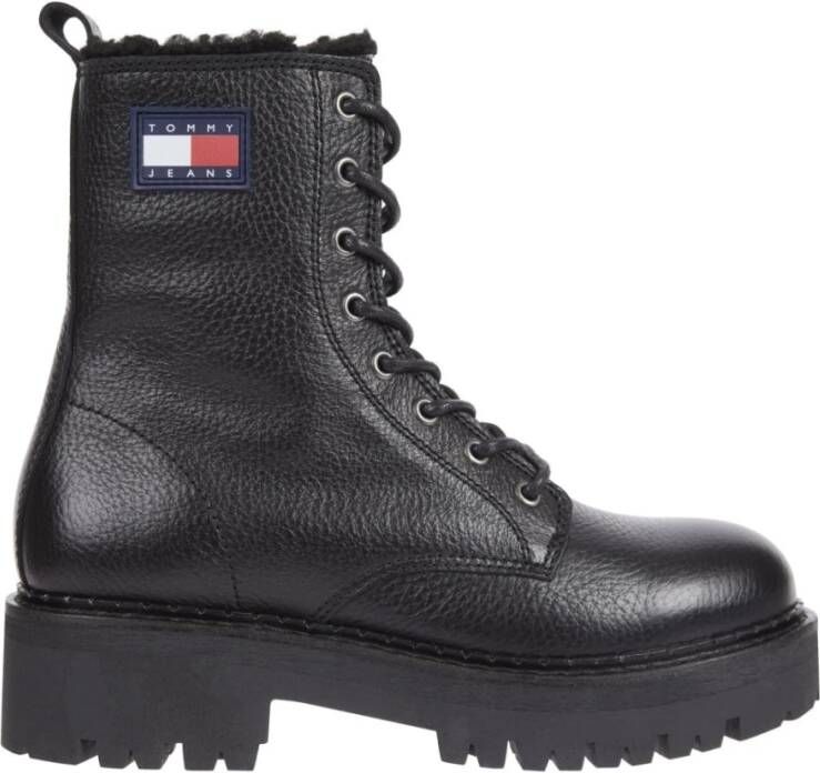 Tommy Jeans Zwarte Urban Tumbled Enkellaarzen Black Dames