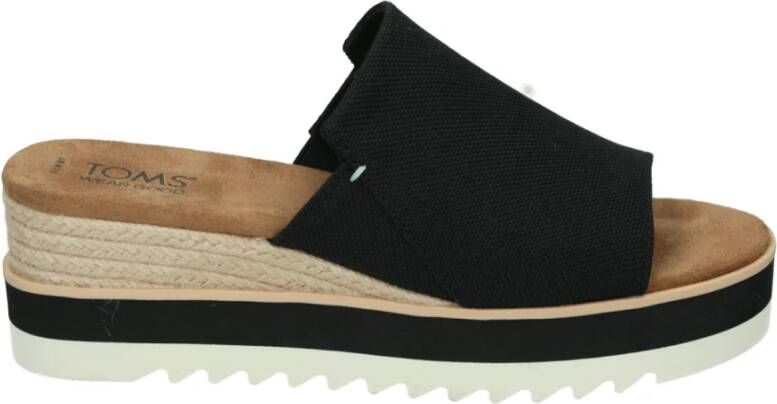 TOMS Diana Mule Zwarte Sleehak Sandalen Black Dames