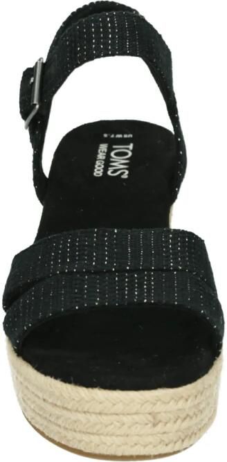 TOMS Audrey linnen sandalen met sleeha Zwart Textiel Sandalen met hak Dames - Foto 4