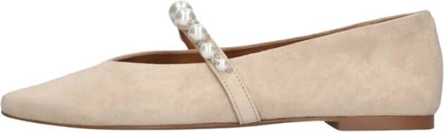 Toral Beige Suède Ballerina Flats met Gesp Beige Dames