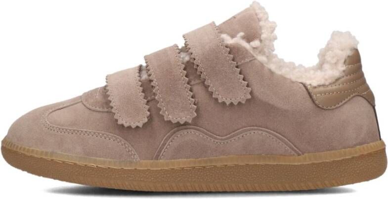 Toral Beige Suède Sneakers met Bontvoering