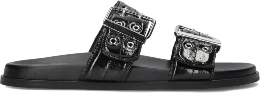 Toral Chique zwarte slippers met gesp