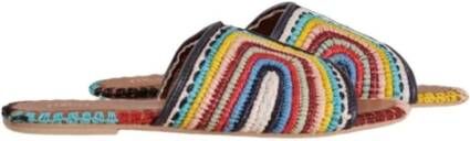 Toral Multicolor Raffia Slipper met Brede Band Multicolor Dames