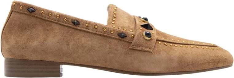 Toral Suzanna Loafers Cognac Suede Studs Brown Dames