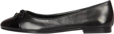 TORY BURCH Zwarte Leren Cap Toe Ballerina`s Black Dames