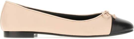 TORY BURCH Ginger Shortbread Bow Cap-Toe Ballets Black Dames