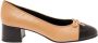 TORY BURCH Strik Detail Leren Pumps met Hak Brown Dames - Thumbnail 1