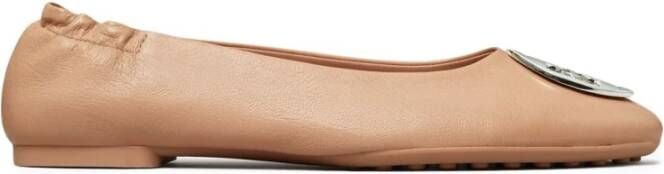 TORY BURCH Beige Leren Ballerina`s Beige Dames