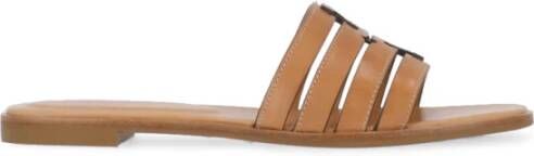 Tory Burch Beige Leren Sandalen met Iconisch Logo