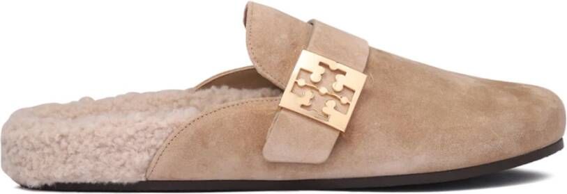 TORY BURCH Bruine Leren Pantoffels Elegante Stijl Brown Dames