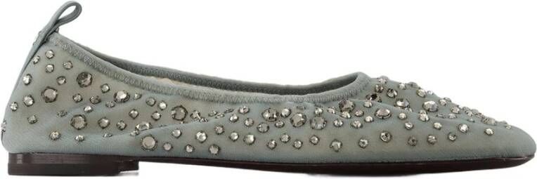 Tory Burch Blauwe Kristal Ballerina Nylon Slip-On Schoenen