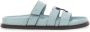 Tory Burch Blauwe leren sandalen met patchlogo - Thumbnail 1