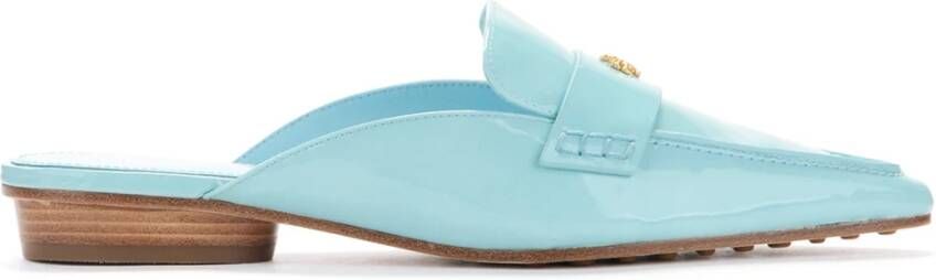 TORY BURCH Blauwe Patentleren Slipper met Gouden Logo Blue Dames