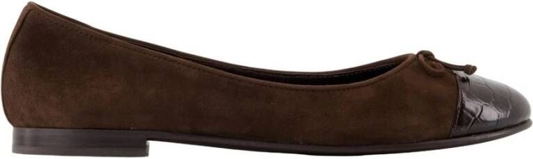 Tory Burch Bruin leren Cap Toe ballerina
